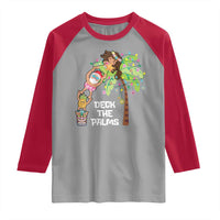 Christmas In Hawaii Raglan Shirt Deck The Palms Santa Hula Girl Tiki - Wonder Print Shop