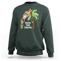 Christmas In Hawaii Sweatshirt Deck The Palms Santa Hula Girl Tiki - Wonder Print Shop