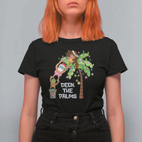 Christmas In Hawaii T Shirt For Women Deck The Palms Santa Hula Girl Tiki - Wonder Print Shop