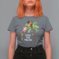 Christmas In Hawaii T Shirt For Women Deck The Palms Santa Hula Girl Tiki - Wonder Print Shop