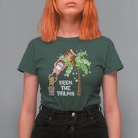 Christmas In Hawaii T Shirt For Women Deck The Palms Santa Hula Girl Tiki - Wonder Print Shop