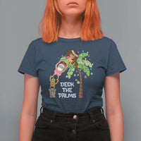 Christmas In Hawaii T Shirt For Women Deck The Palms Santa Hula Girl Tiki - Wonder Print Shop