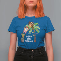 Christmas In Hawaii T Shirt For Women Deck The Palms Santa Hula Girl Tiki - Wonder Print Shop
