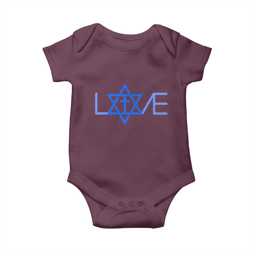Love Jewish Messianic Cross Star Of David Baby Onesie - Wonder Print Shop