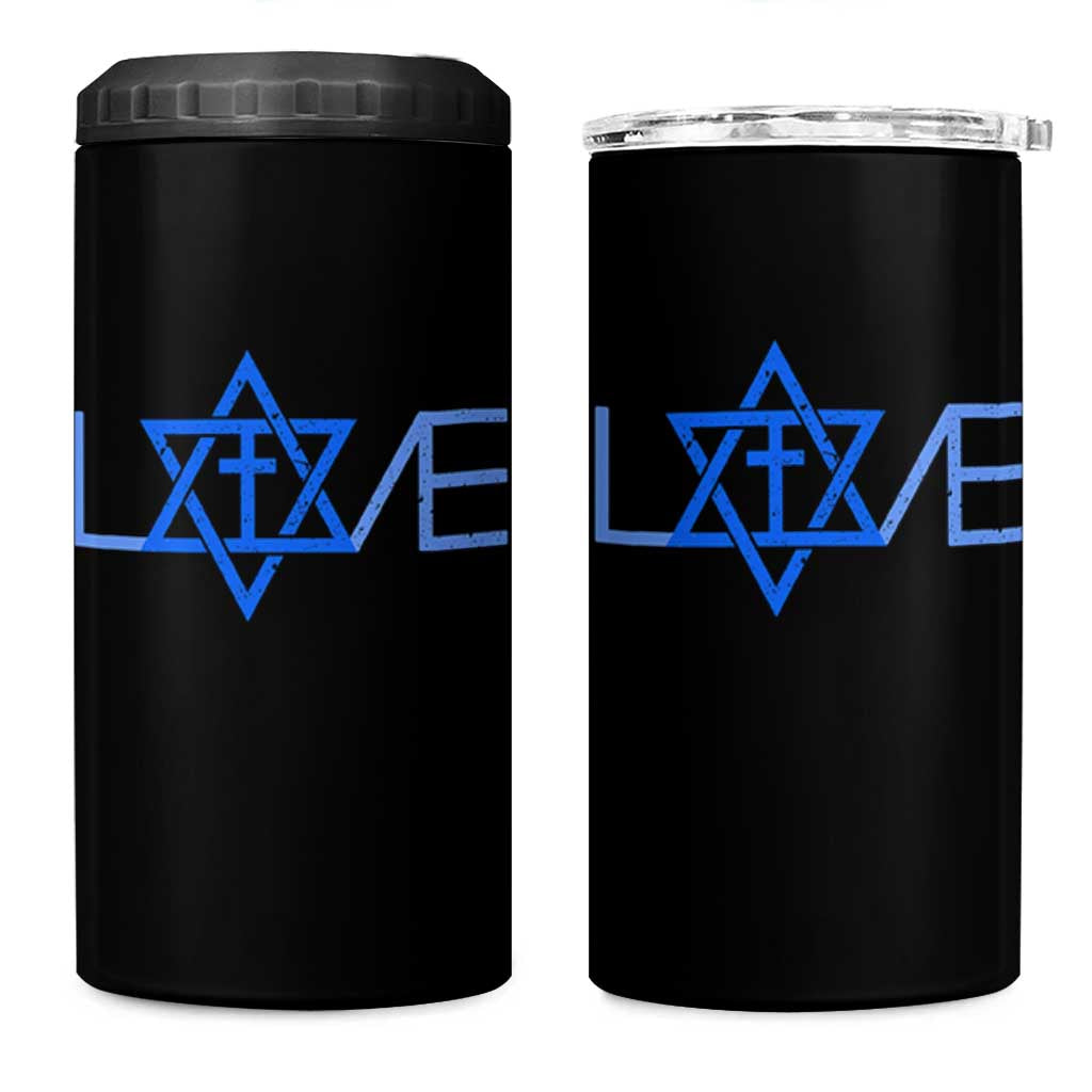 Love Jewish Messianic Cross Star Of David 4 in 1 Can Cooler Tumbler - Wonder Print Shop