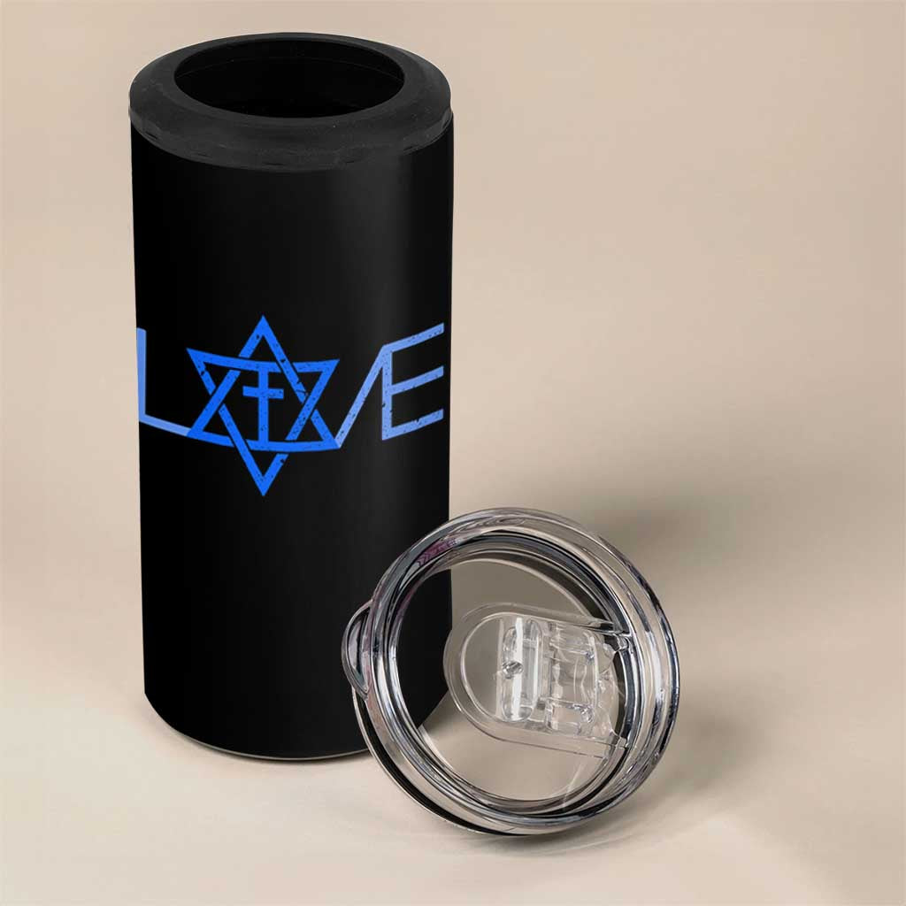 Love Jewish Messianic Cross Star Of David 4 in 1 Can Cooler Tumbler - Wonder Print Shop