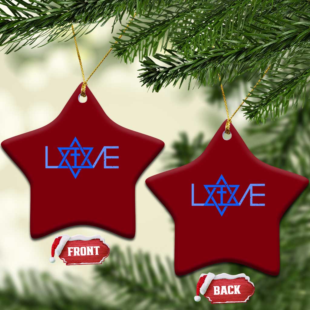 Love Jewish Messianic Cross Star Of David Ceramic Ornament - Wonder Print Shop