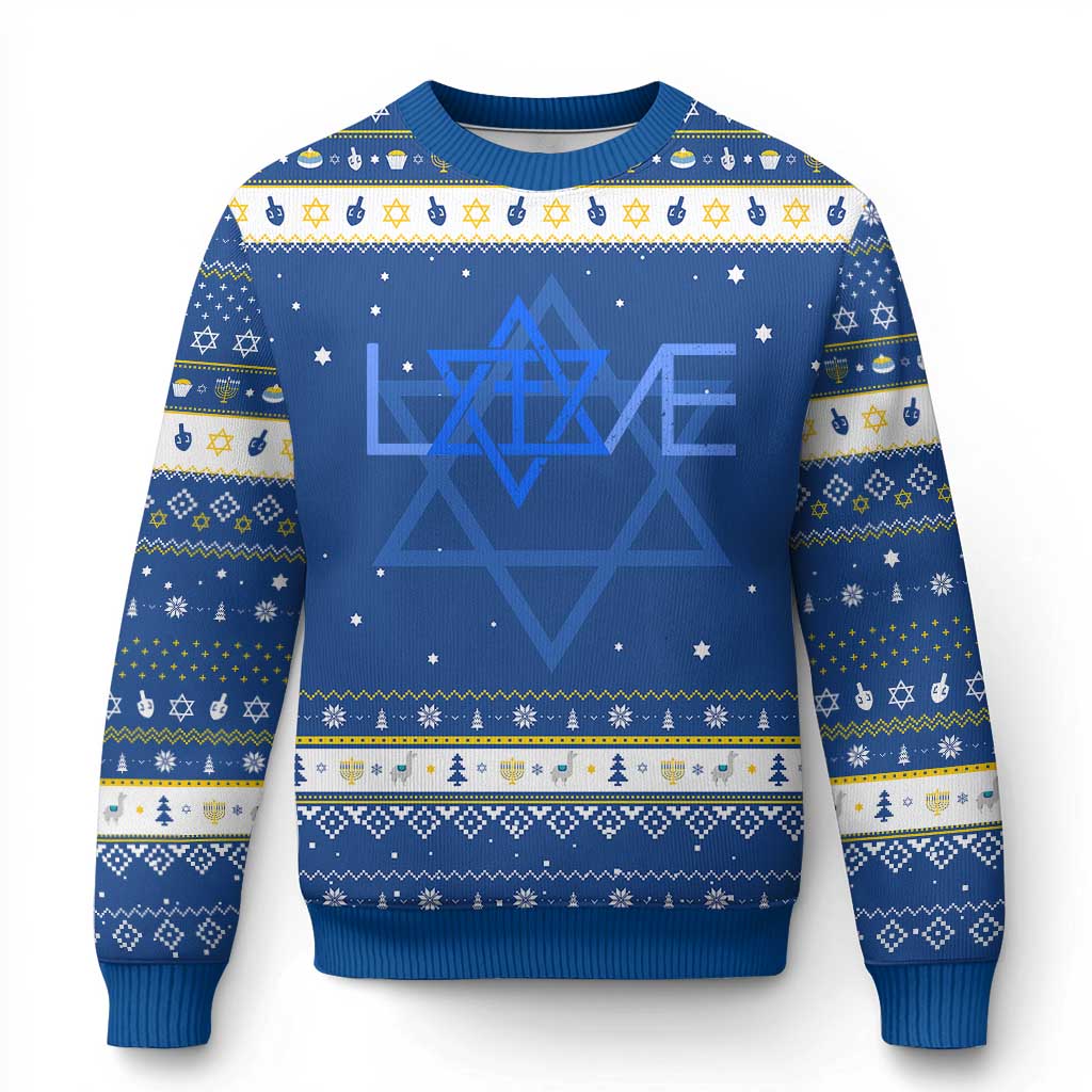 Love Jewish Messianic Cross Star Of David Hanukkah Ugly Sweater - Wonder Print Shop