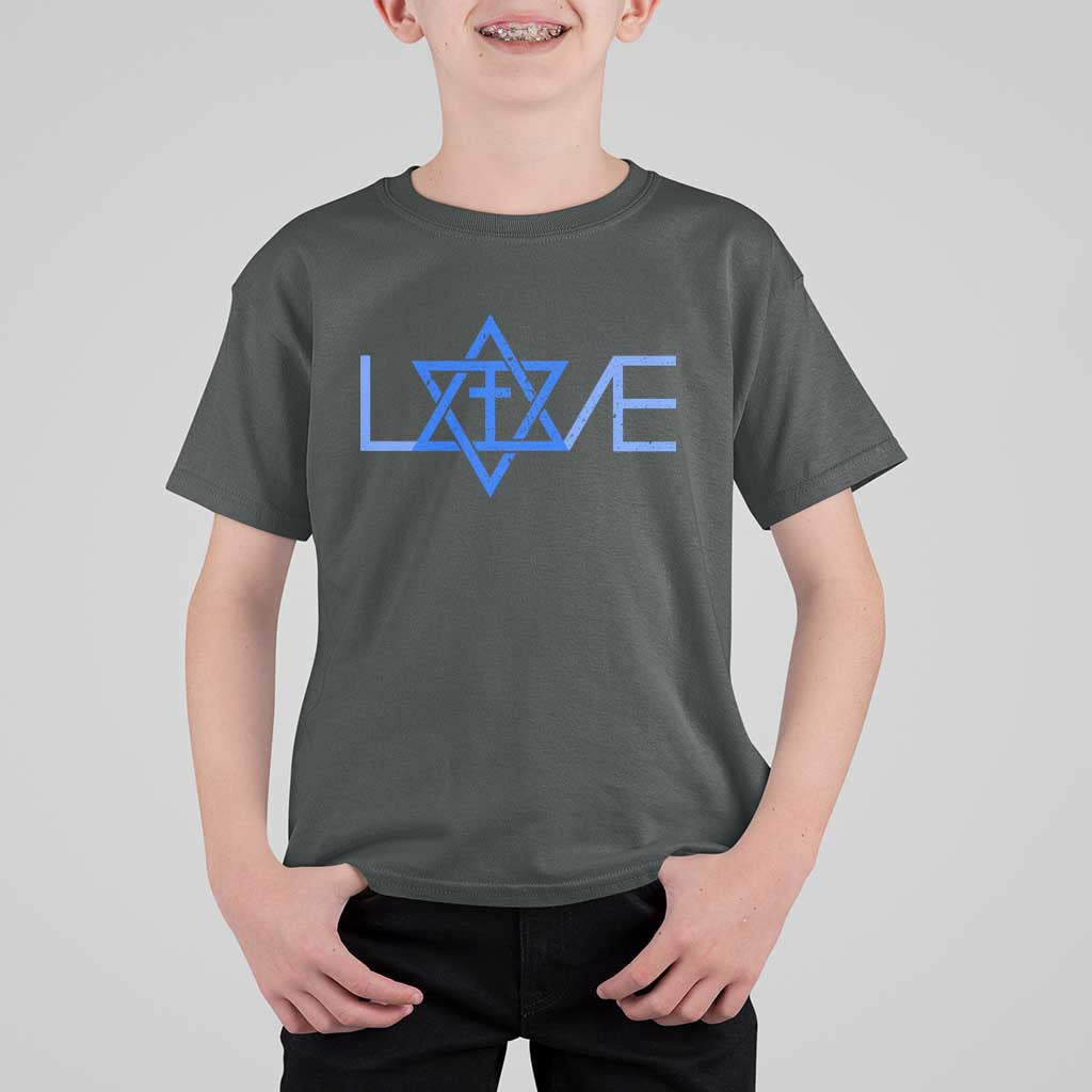 Love Jewish Messianic Cross Star Of David T Shirt For Kid - Wonder Print Shop