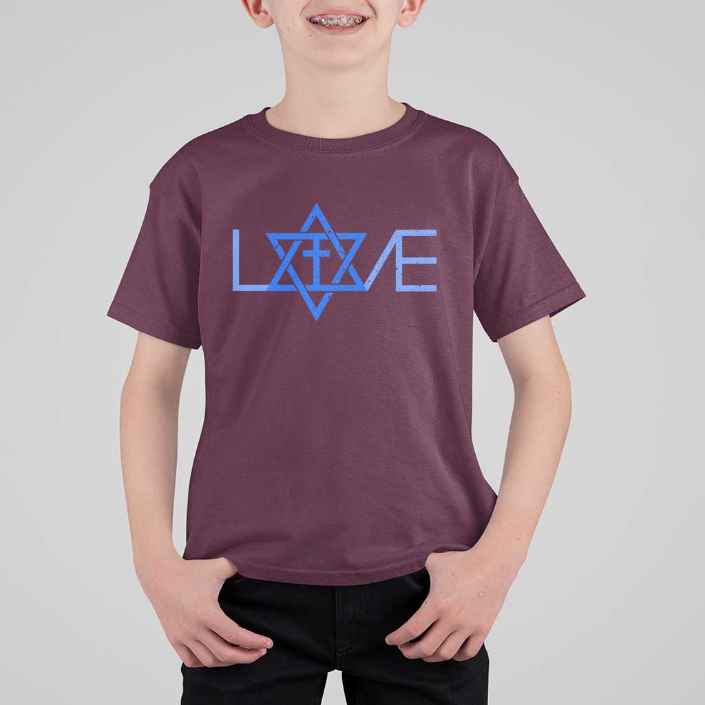 Love Jewish Messianic Cross Star Of David T Shirt For Kid - Wonder Print Shop