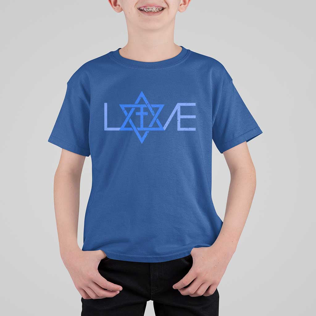Love Jewish Messianic Cross Star Of David T Shirt For Kid - Wonder Print Shop