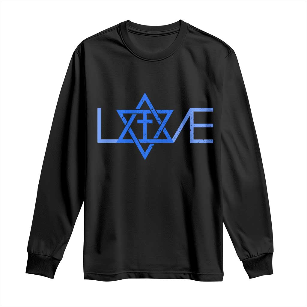 Love Jewish Messianic Cross Star Of David Long Sleeve Shirt - Wonder Print Shop