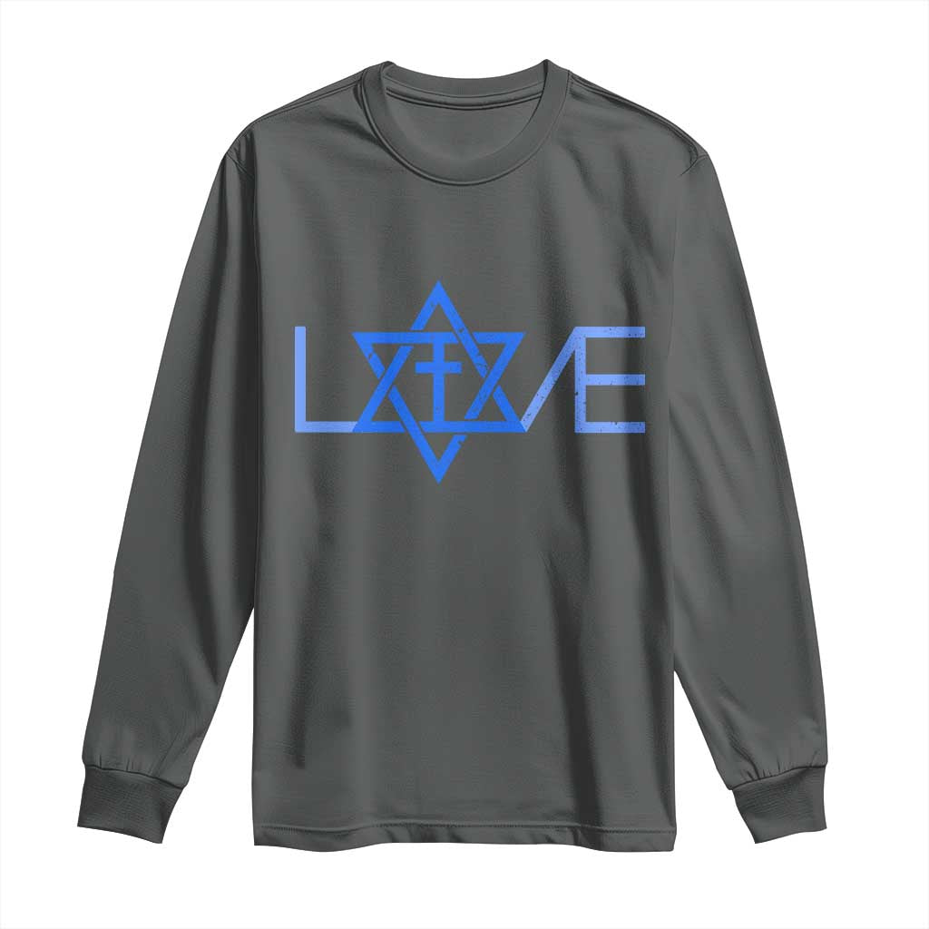 Love Jewish Messianic Cross Star Of David Long Sleeve Shirt - Wonder Print Shop