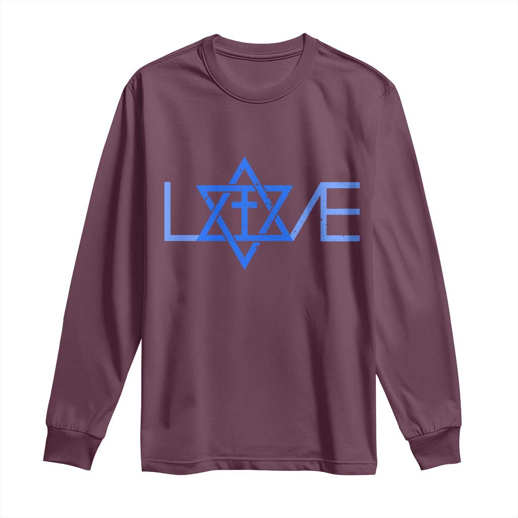 Love Jewish Messianic Cross Star Of David Long Sleeve Shirt - Wonder Print Shop