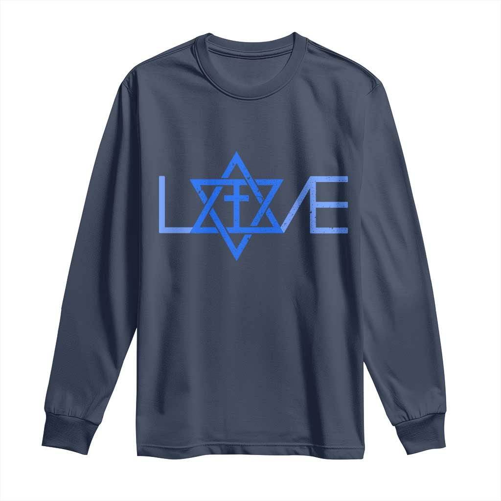 Love Jewish Messianic Cross Star Of David Long Sleeve Shirt - Wonder Print Shop