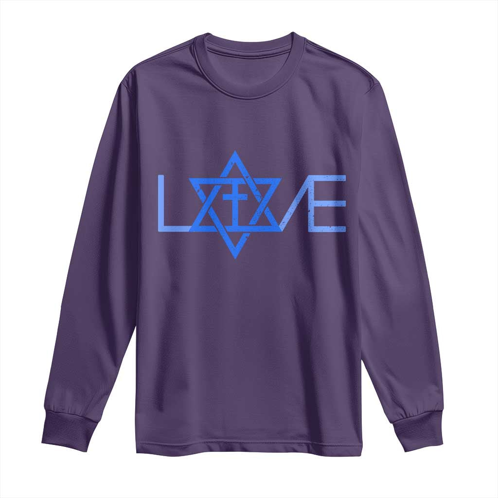 Love Jewish Messianic Cross Star Of David Long Sleeve Shirt - Wonder Print Shop