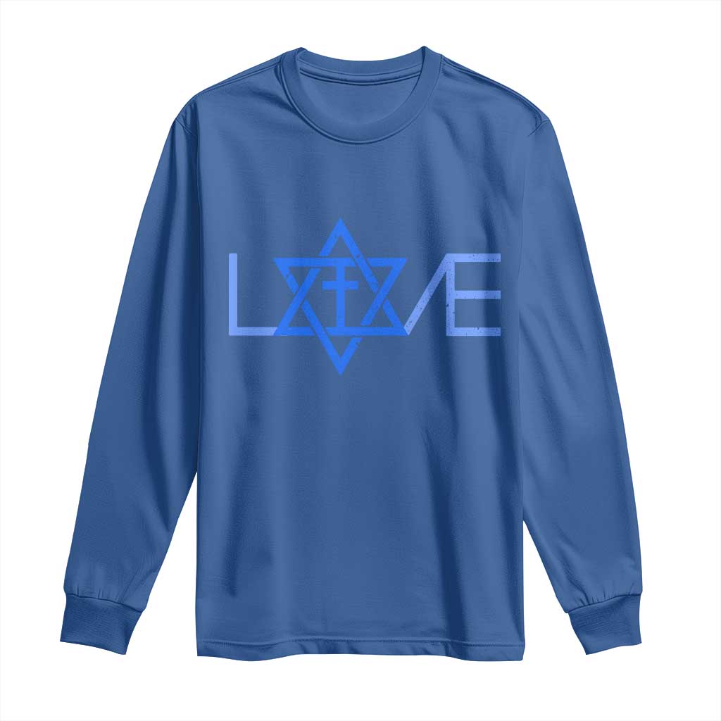 Love Jewish Messianic Cross Star Of David Long Sleeve Shirt - Wonder Print Shop