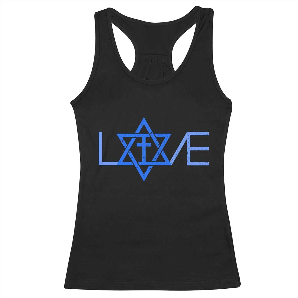 Love Jewish Messianic Cross Star Of David Racerback Tank Top - Wonder Print Shop