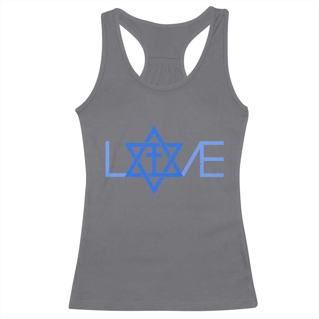 Love Jewish Messianic Cross Star Of David Racerback Tank Top - Wonder Print Shop