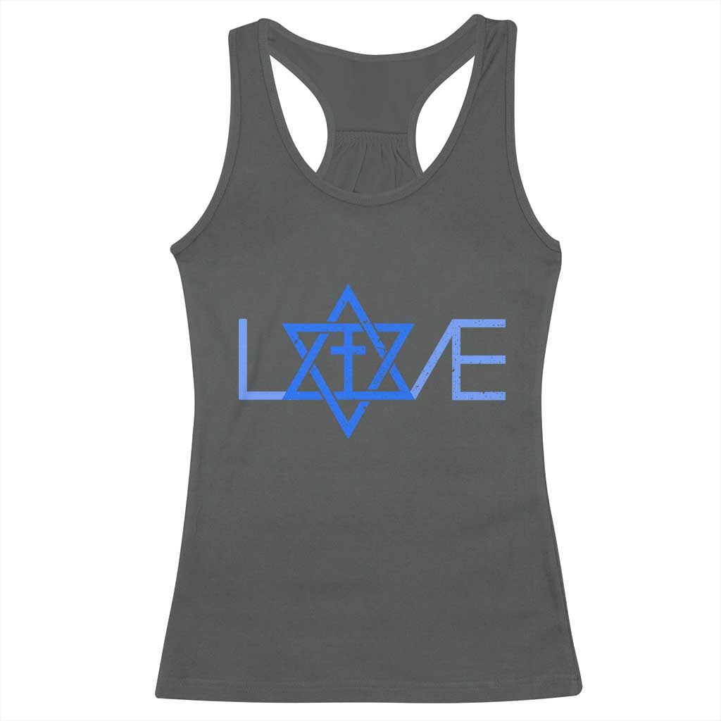 Love Jewish Messianic Cross Star Of David Racerback Tank Top - Wonder Print Shop