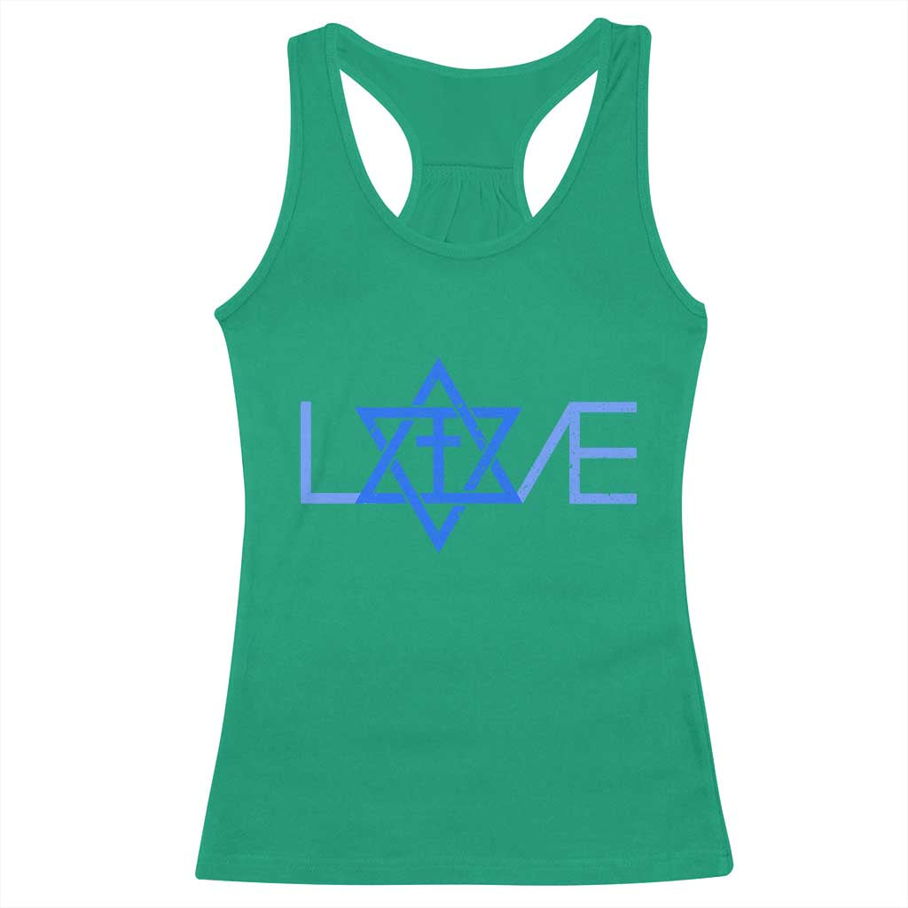 Love Jewish Messianic Cross Star Of David Racerback Tank Top - Wonder Print Shop