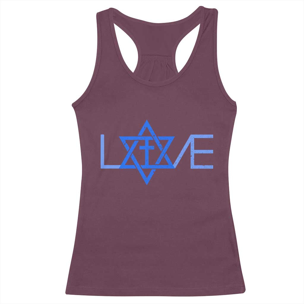Love Jewish Messianic Cross Star Of David Racerback Tank Top - Wonder Print Shop