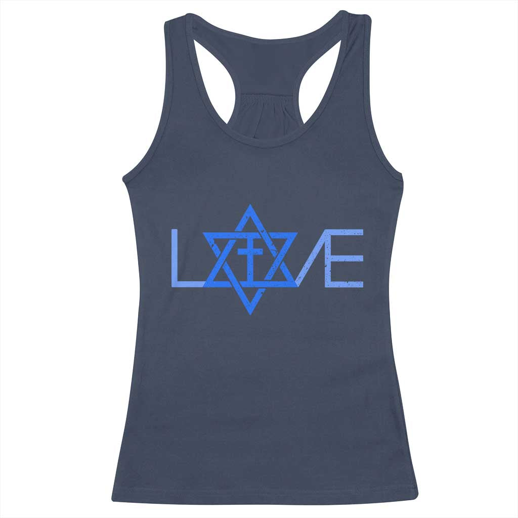 Love Jewish Messianic Cross Star Of David Racerback Tank Top - Wonder Print Shop