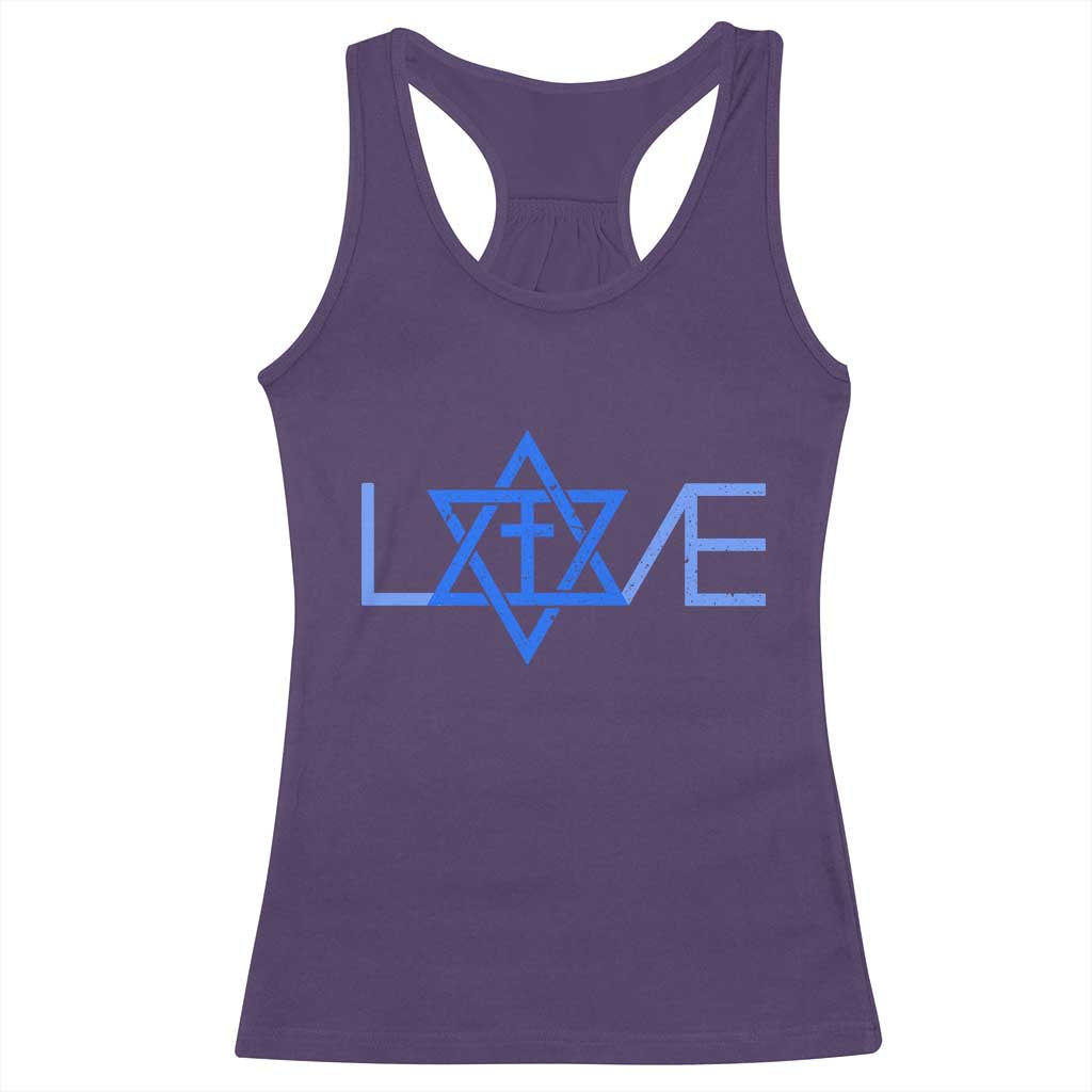 Love Jewish Messianic Cross Star Of David Racerback Tank Top - Wonder Print Shop