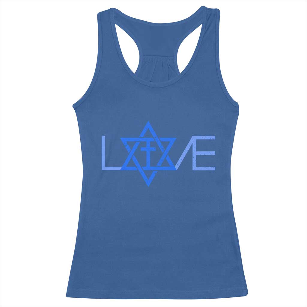 Love Jewish Messianic Cross Star Of David Racerback Tank Top - Wonder Print Shop