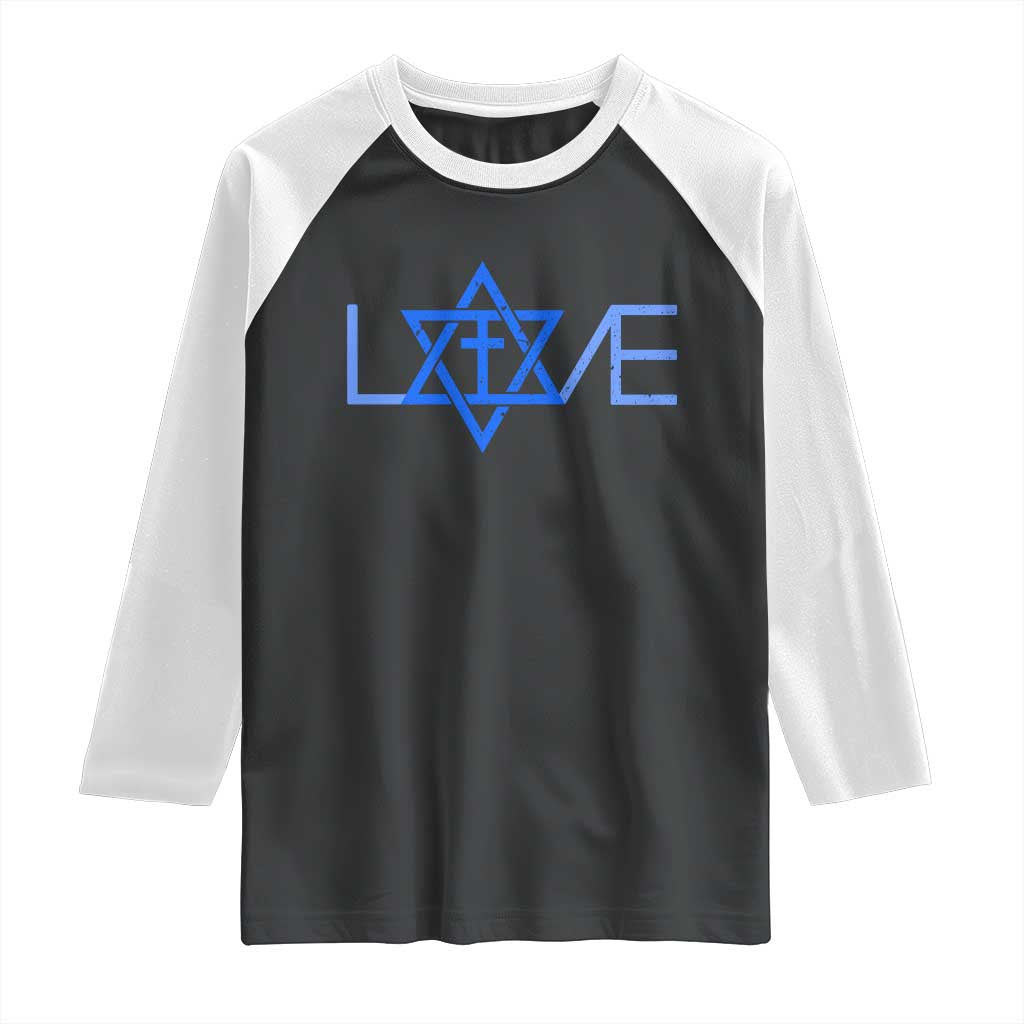 Love Jewish Messianic Cross Star Of David Raglan Shirt - Wonder Print Shop