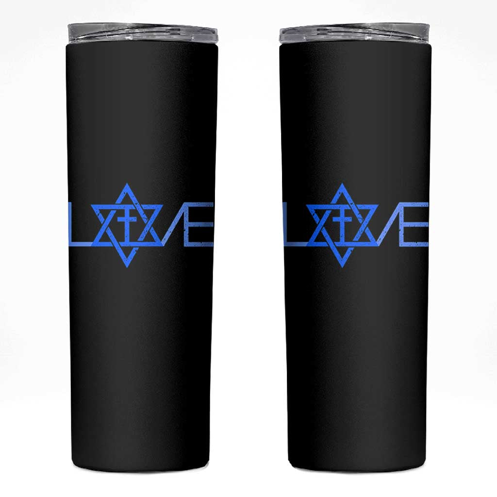Love Jewish Messianic Cross Star Of David Skinny Tumbler - Wonder Print Shop