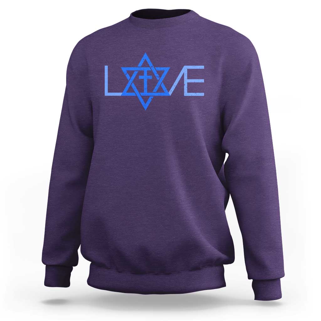 Love Jewish Messianic Cross Star Of David Sweatshirt - Wonder Print Shop