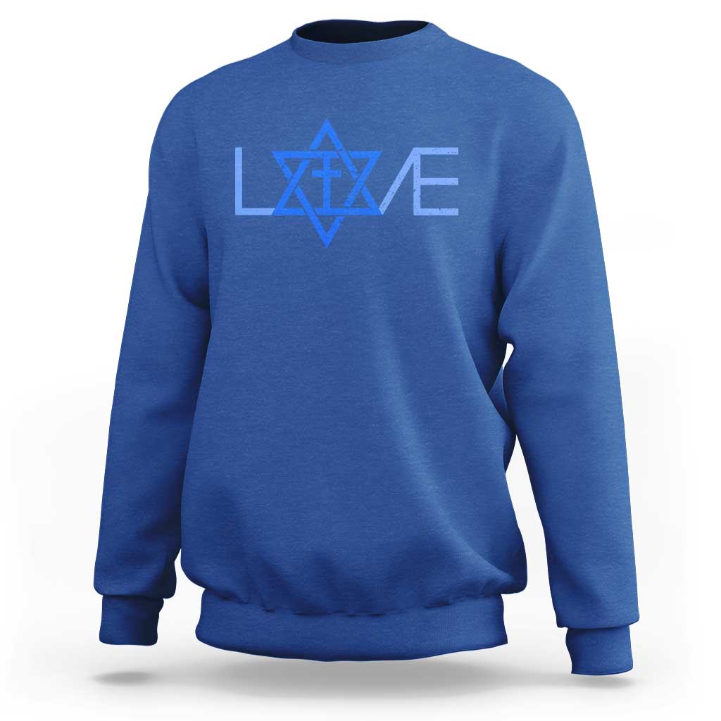 Love Jewish Messianic Cross Star Of David Sweatshirt - Wonder Print Shop