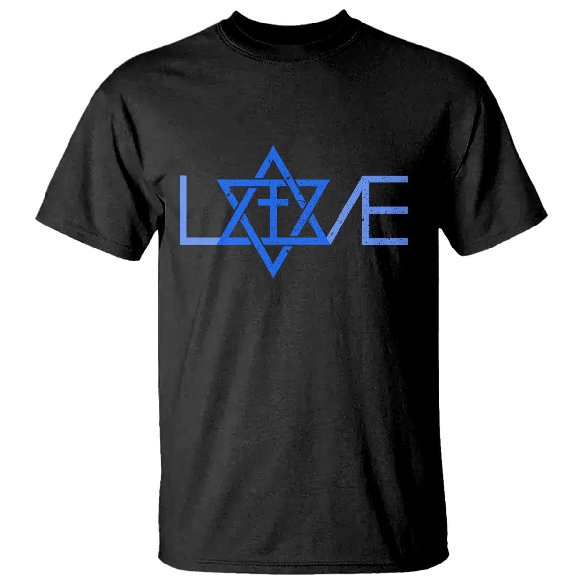 Love Jewish Messianic Cross Star Of David T Shirt - Wonder Print Shop