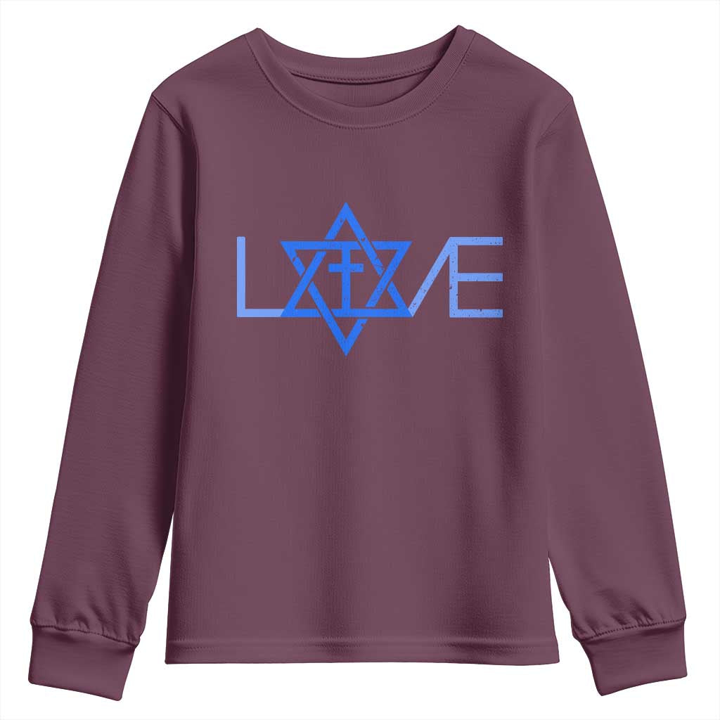 Love Jewish Messianic Cross Star Of David Youth Sweatshirt - Wonder Print Shop
