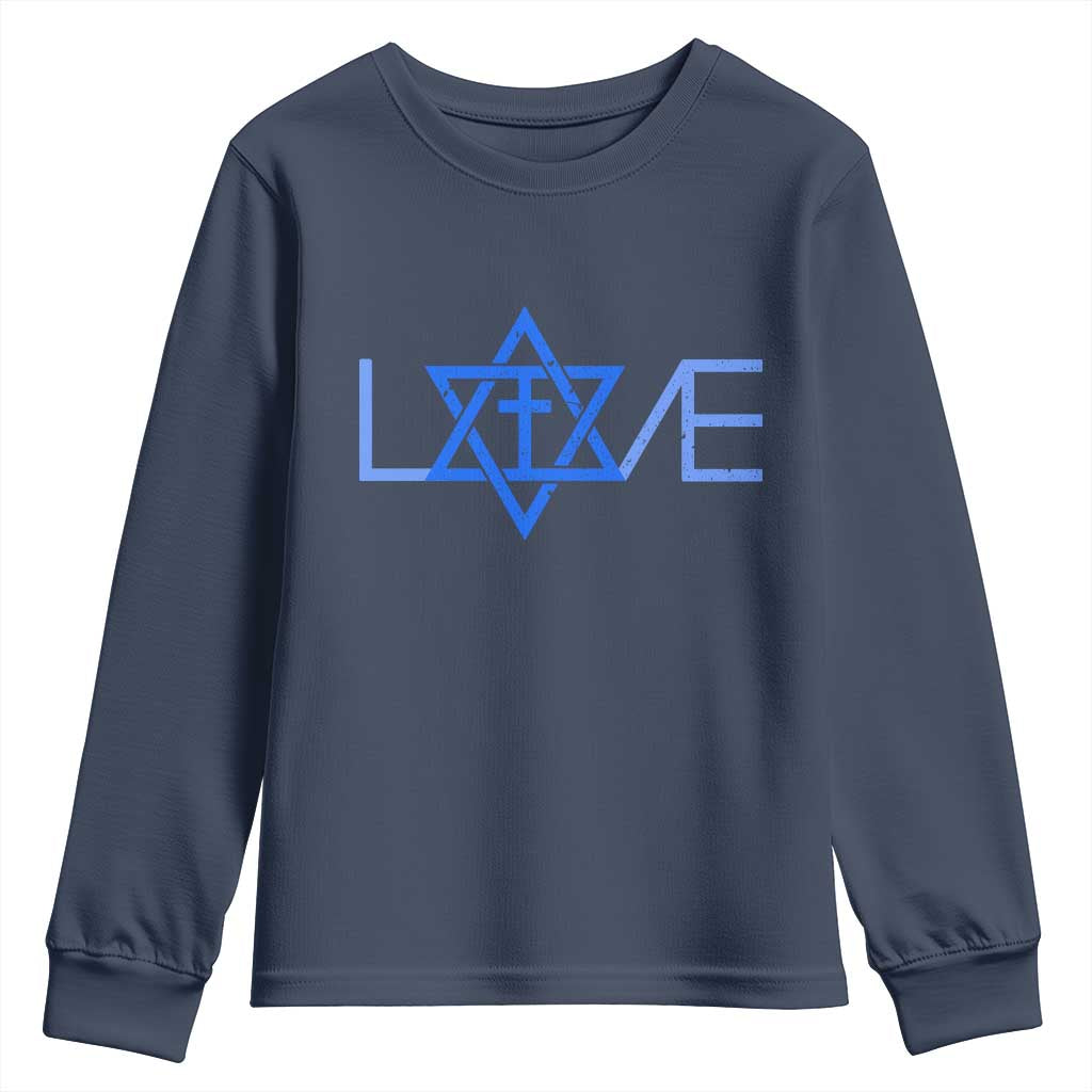 Love Jewish Messianic Cross Star Of David Youth Sweatshirt - Wonder Print Shop