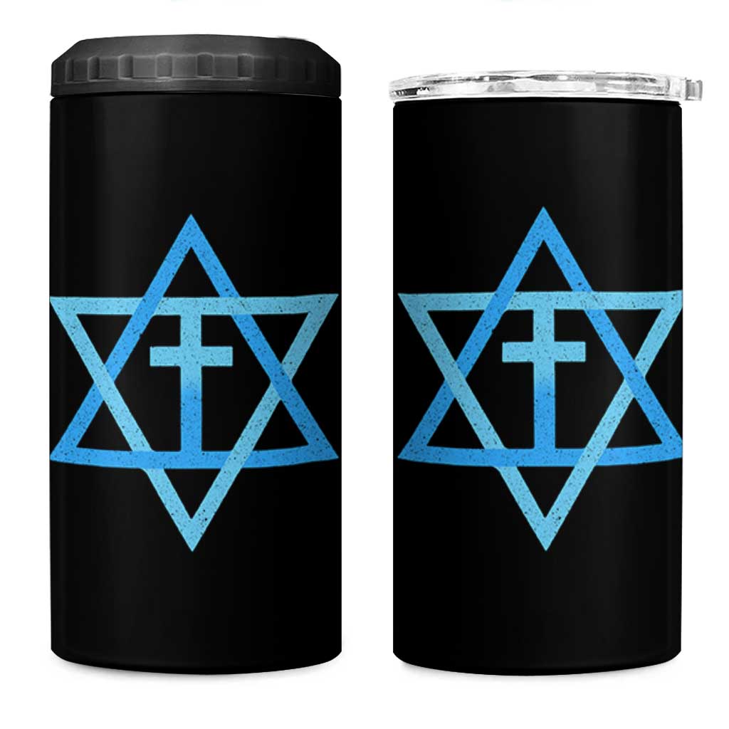 Messianic Cross Star of David Yeshua Jesus 4 in 1 Can Cooler Tumbler - Wonder Print Shop