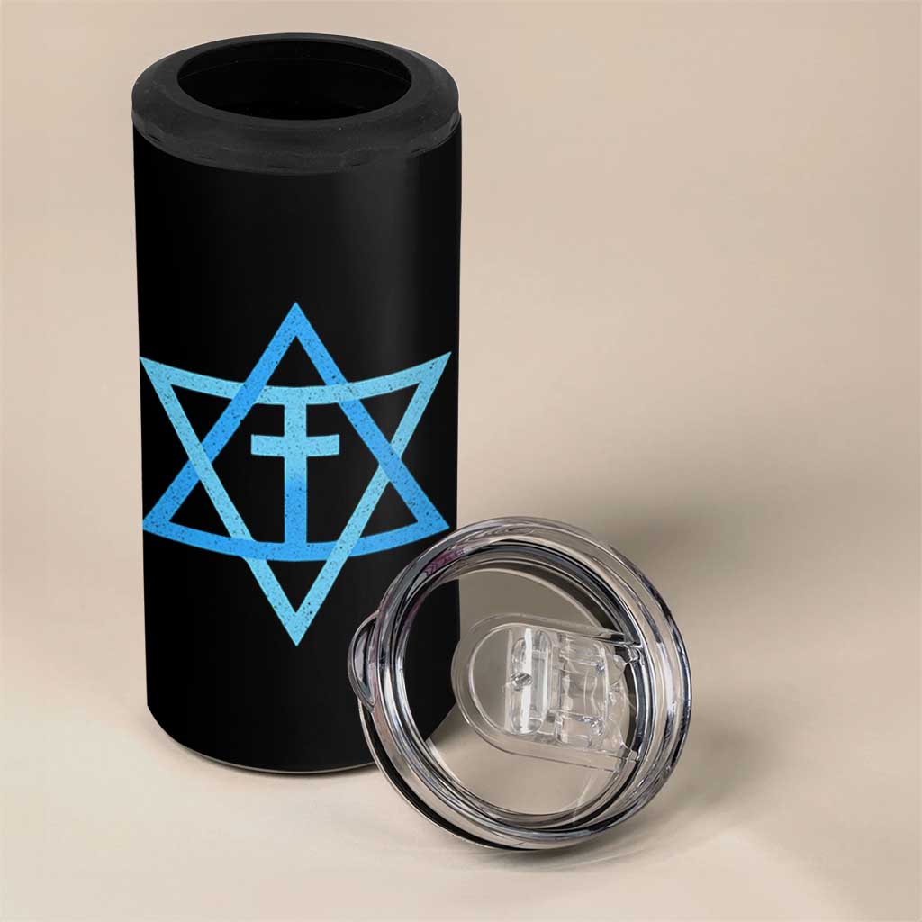 Messianic Cross Star of David Yeshua Jesus 4 in 1 Can Cooler Tumbler - Wonder Print Shop