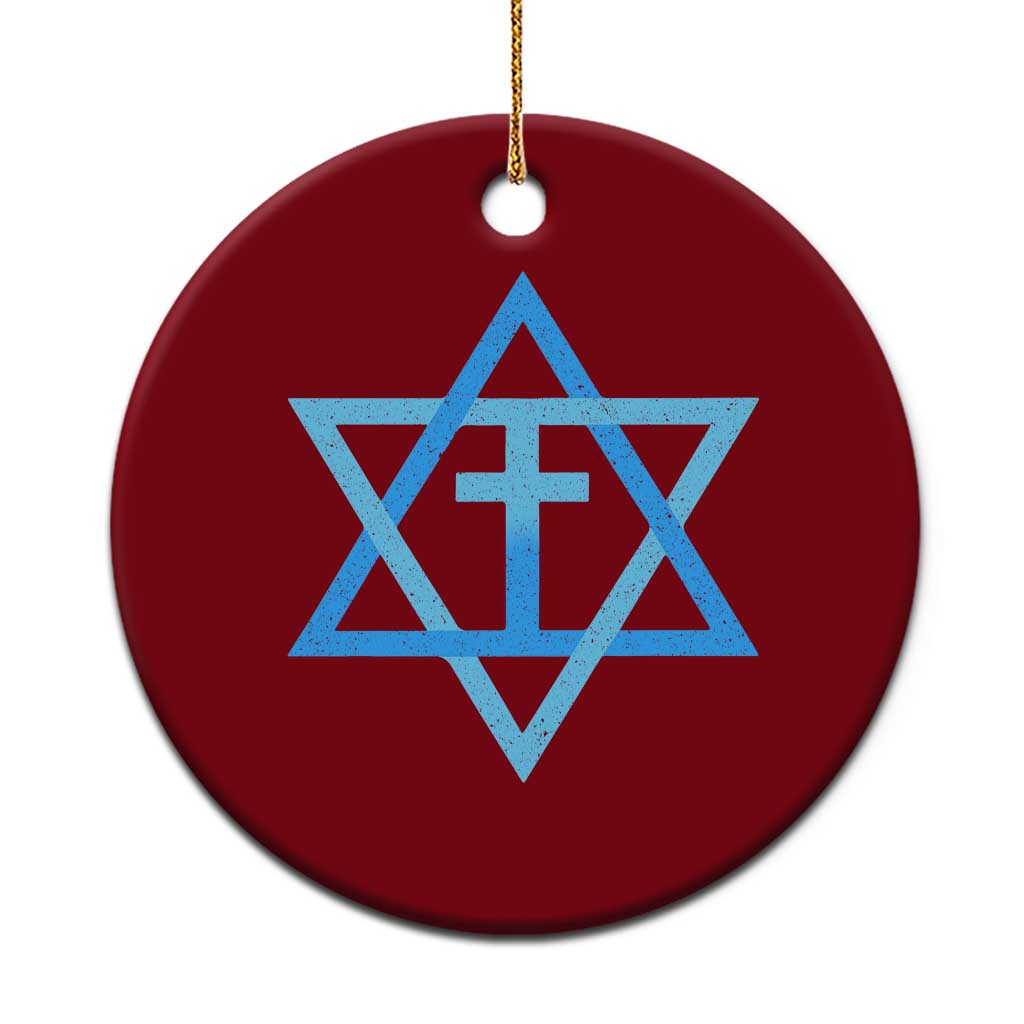 Messianic Cross Star of David Yeshua Jesus Ceramic Ornament - Wonder Print Shop