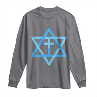 Messianic Cross Star of David Yeshua Jesus Long Sleeve Shirt - Wonder Print Shop