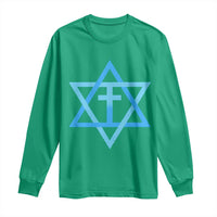 Messianic Cross Star of David Yeshua Jesus Long Sleeve Shirt - Wonder Print Shop