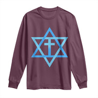 Messianic Cross Star of David Yeshua Jesus Long Sleeve Shirt - Wonder Print Shop