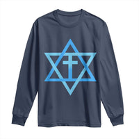 Messianic Cross Star of David Yeshua Jesus Long Sleeve Shirt - Wonder Print Shop