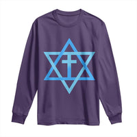Messianic Cross Star of David Yeshua Jesus Long Sleeve Shirt - Wonder Print Shop