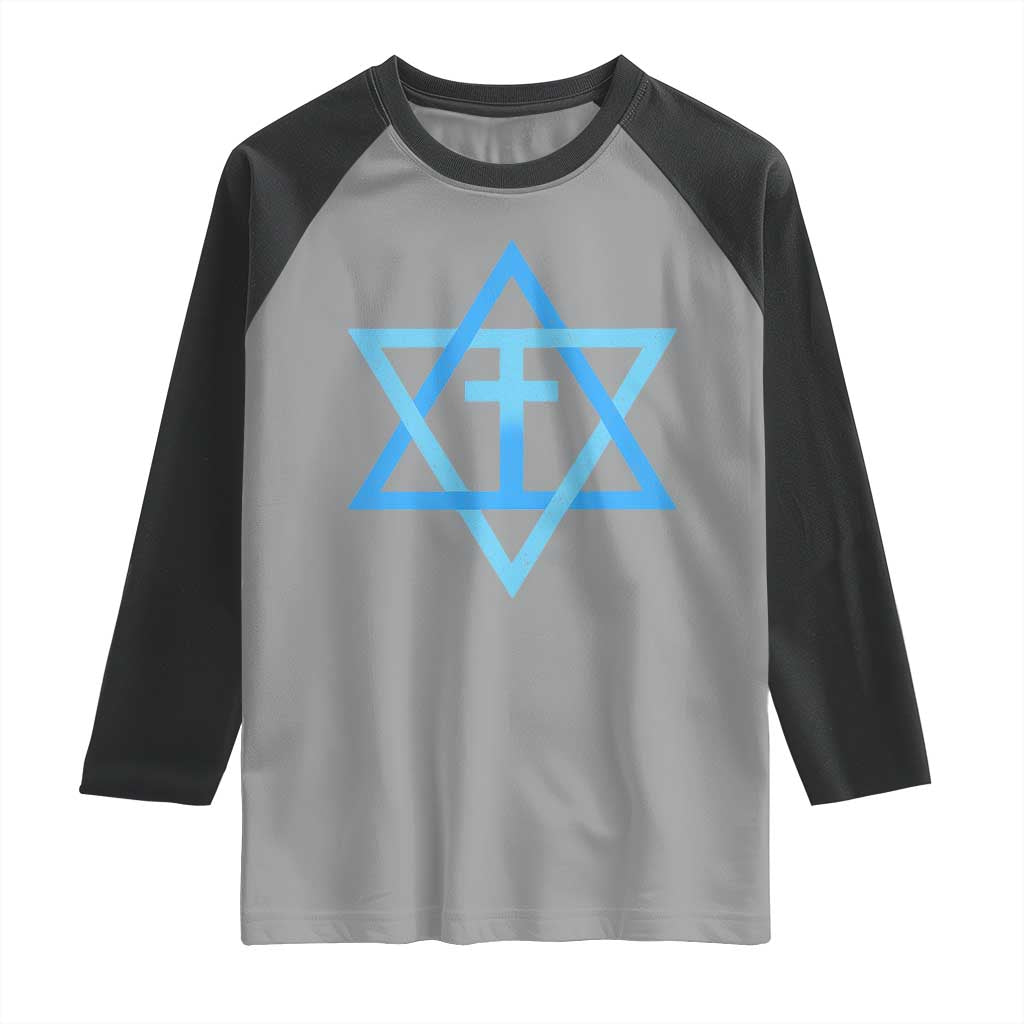 Messianic Cross Star of David Yeshua Jesus Raglan Shirt - Wonder Print Shop