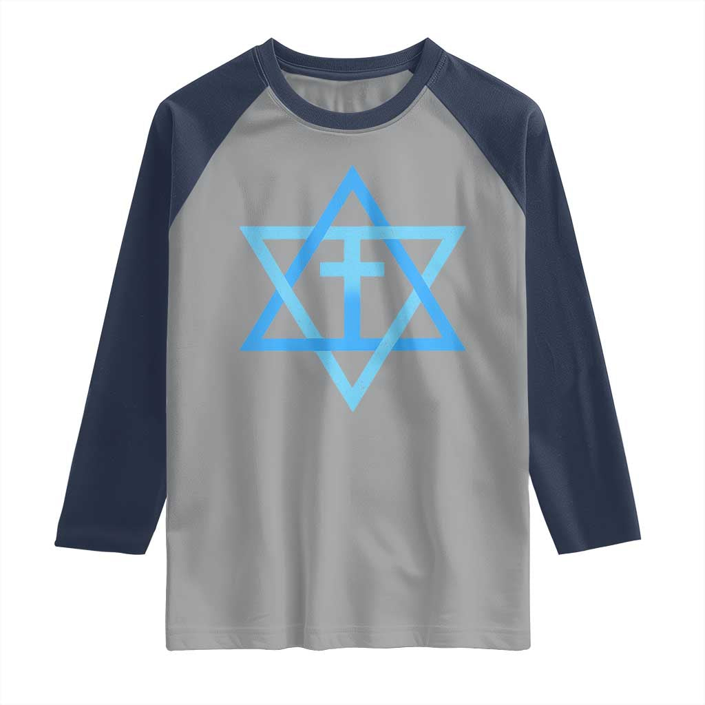 Messianic Cross Star of David Yeshua Jesus Raglan Shirt - Wonder Print Shop
