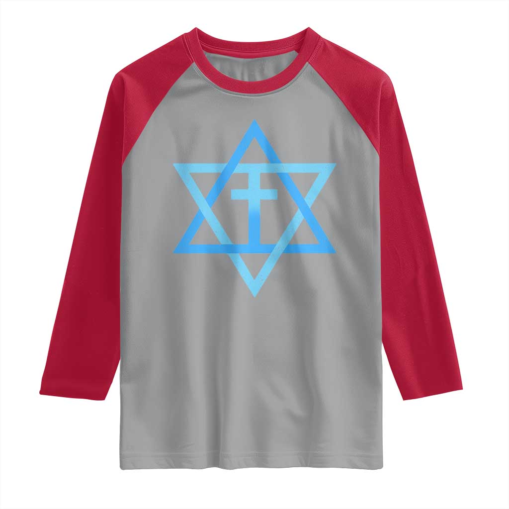 Messianic Cross Star of David Yeshua Jesus Raglan Shirt - Wonder Print Shop