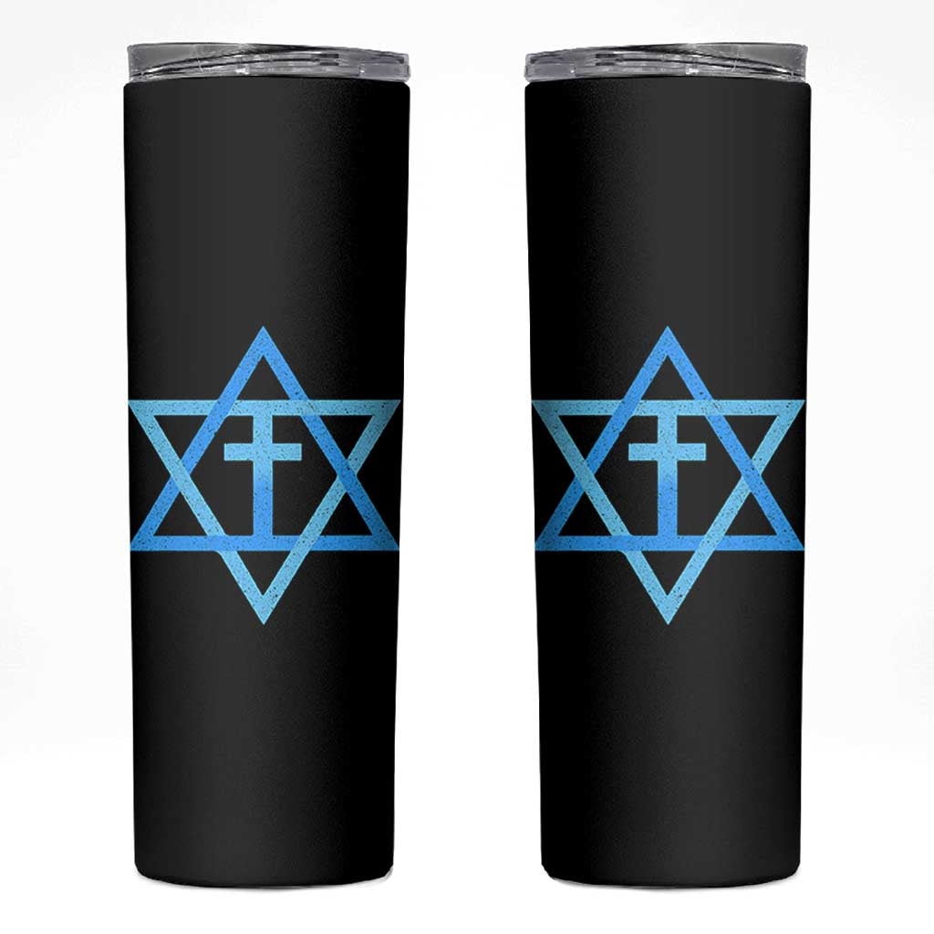 Messianic Cross Star of David Yeshua Jesus Skinny Tumbler - Wonder Print Shop