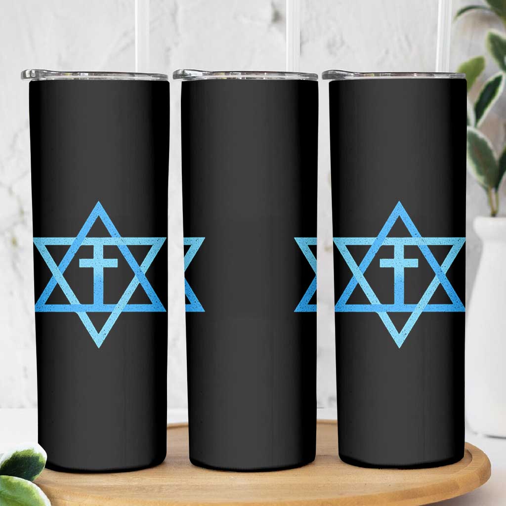 Messianic Cross Star of David Yeshua Jesus Skinny Tumbler - Wonder Print Shop