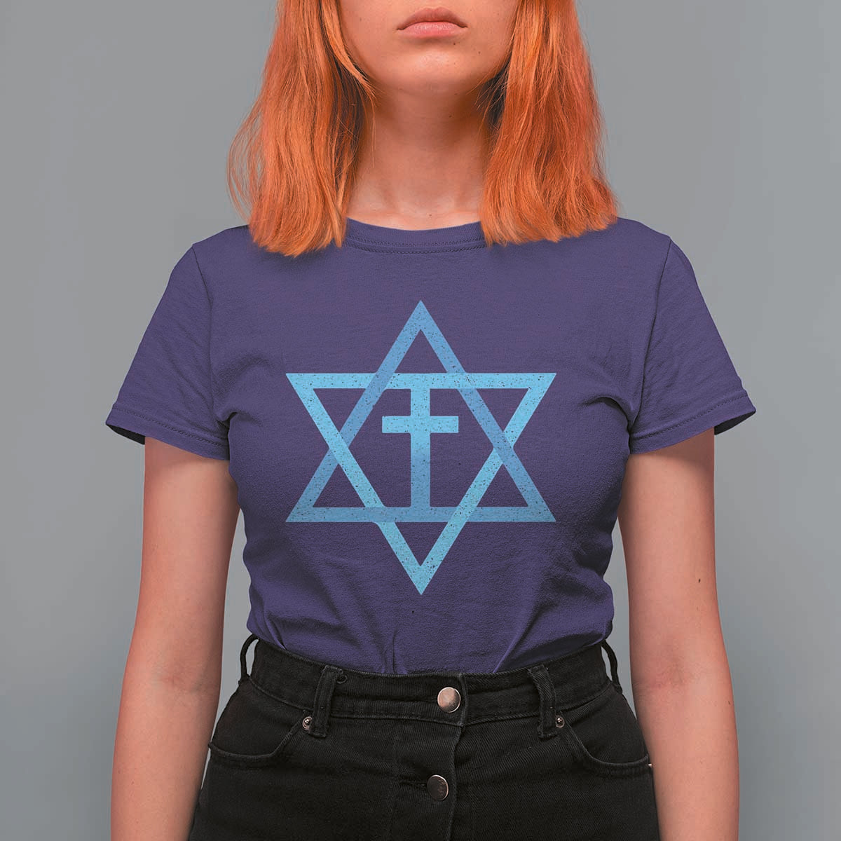 Messianic Cross Star of David Yeshua Jesus T Shirt For Women - Wonder Print Shop